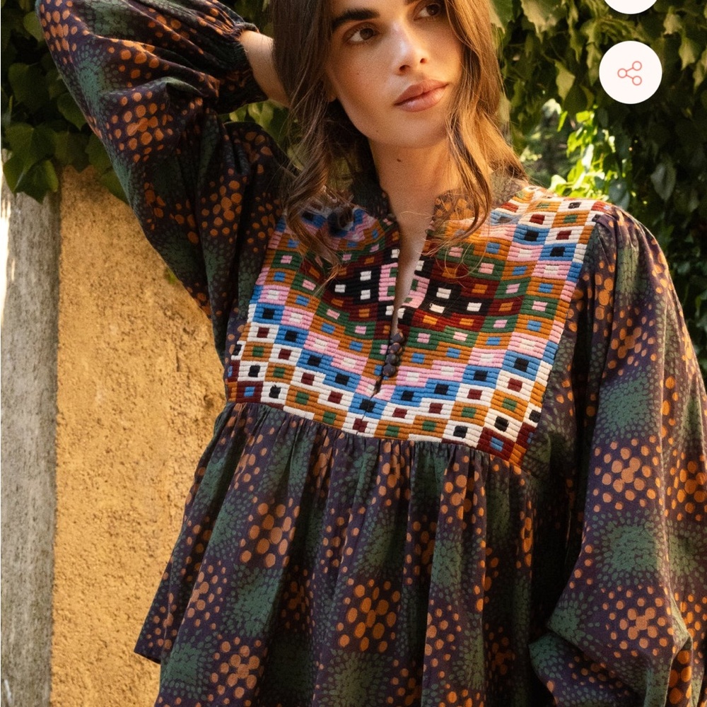 Oliphant mandarin balloon top - matrix forest